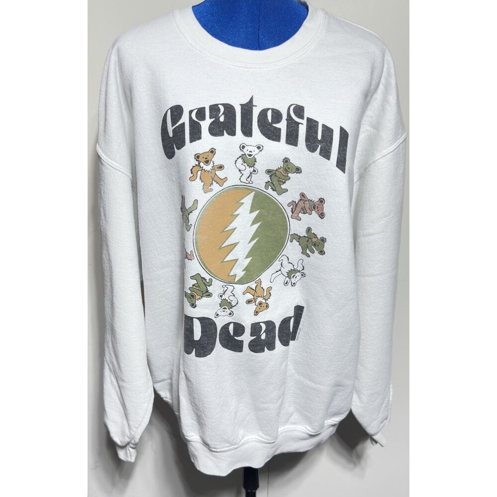 Vintage Grateful Dead Bear Circle Sweatshirt Large Gray Heather Logo Junk Food